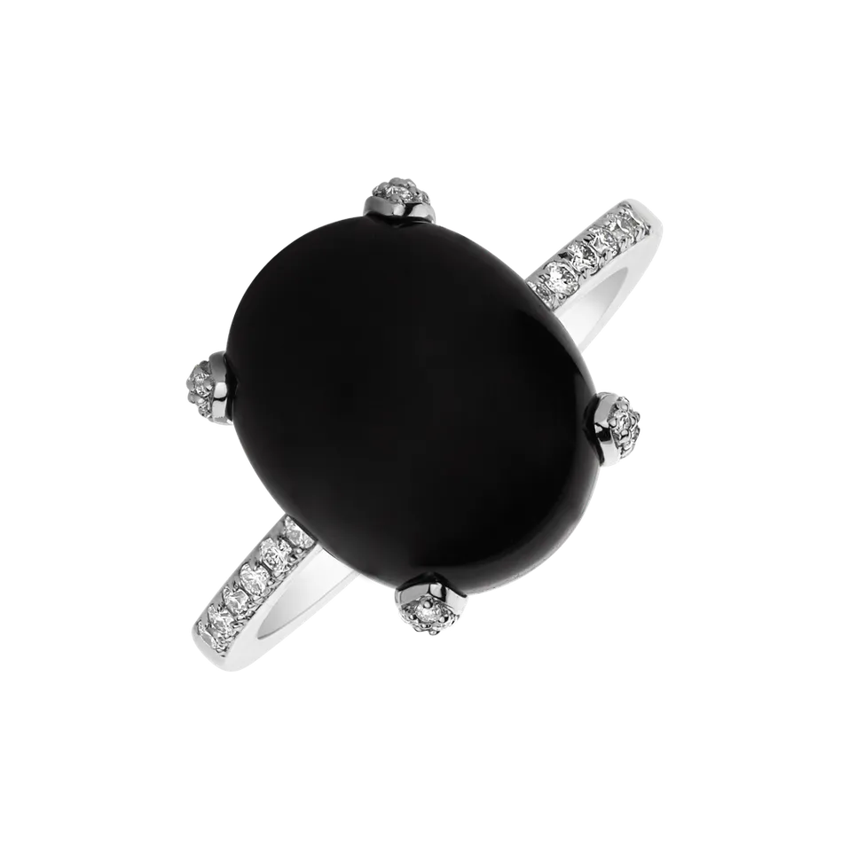 Prsten s onyxem a diamanty Niche