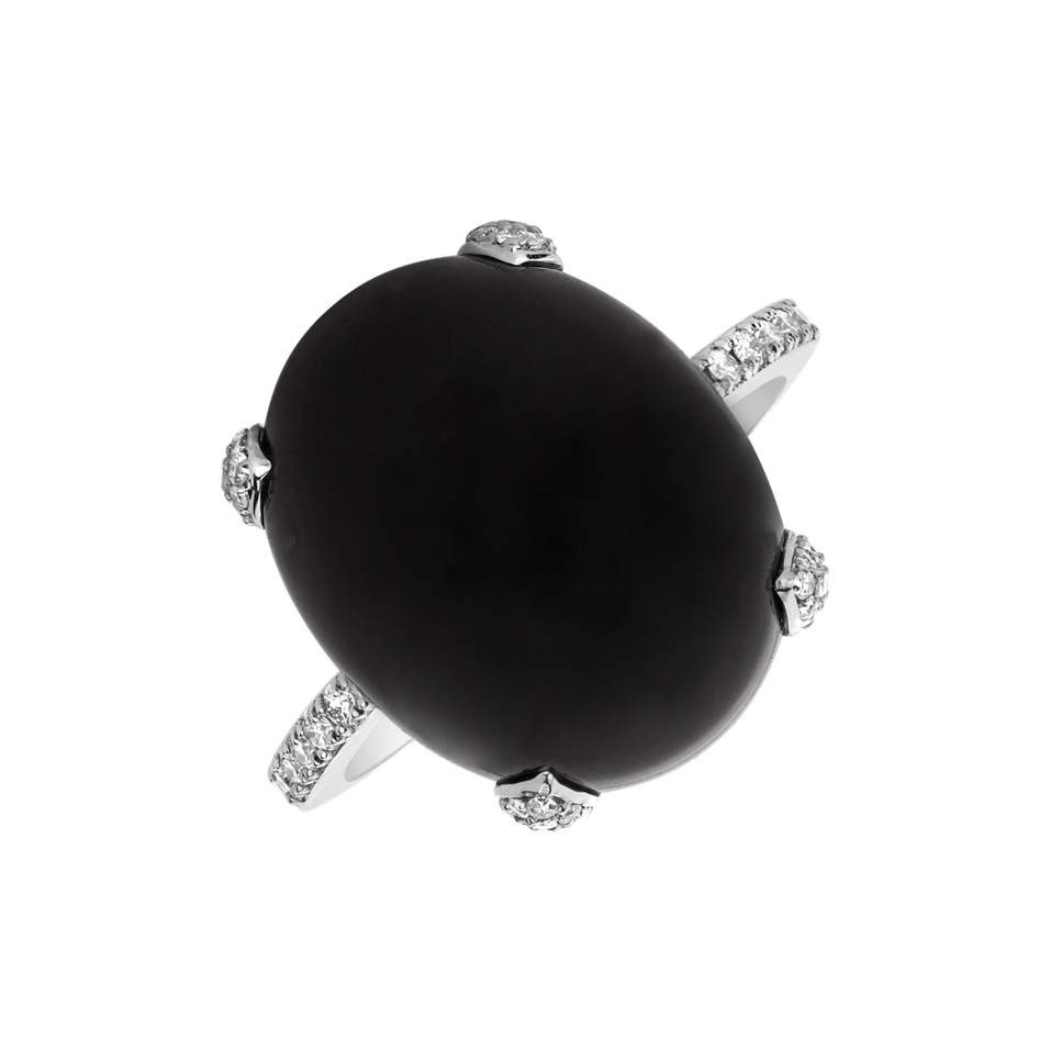 Prsten s onyxem a diamanty Niche