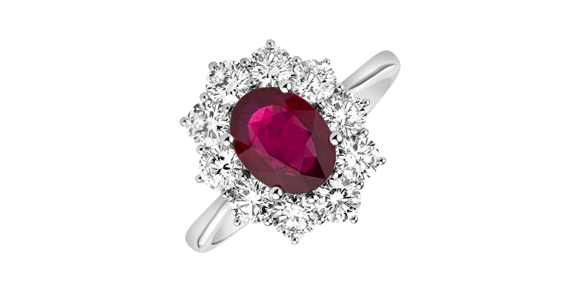 Prsten s diamanty a rubínem Princess