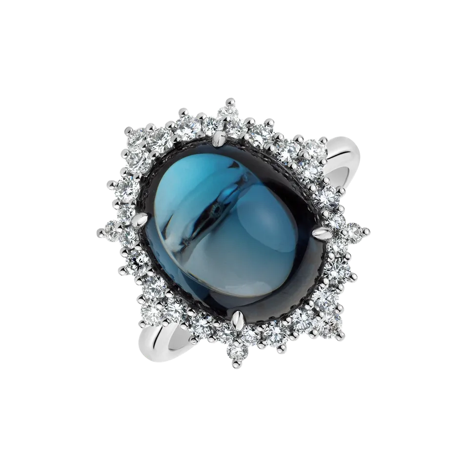 Prsten s topazem a diamanty Blue Hope