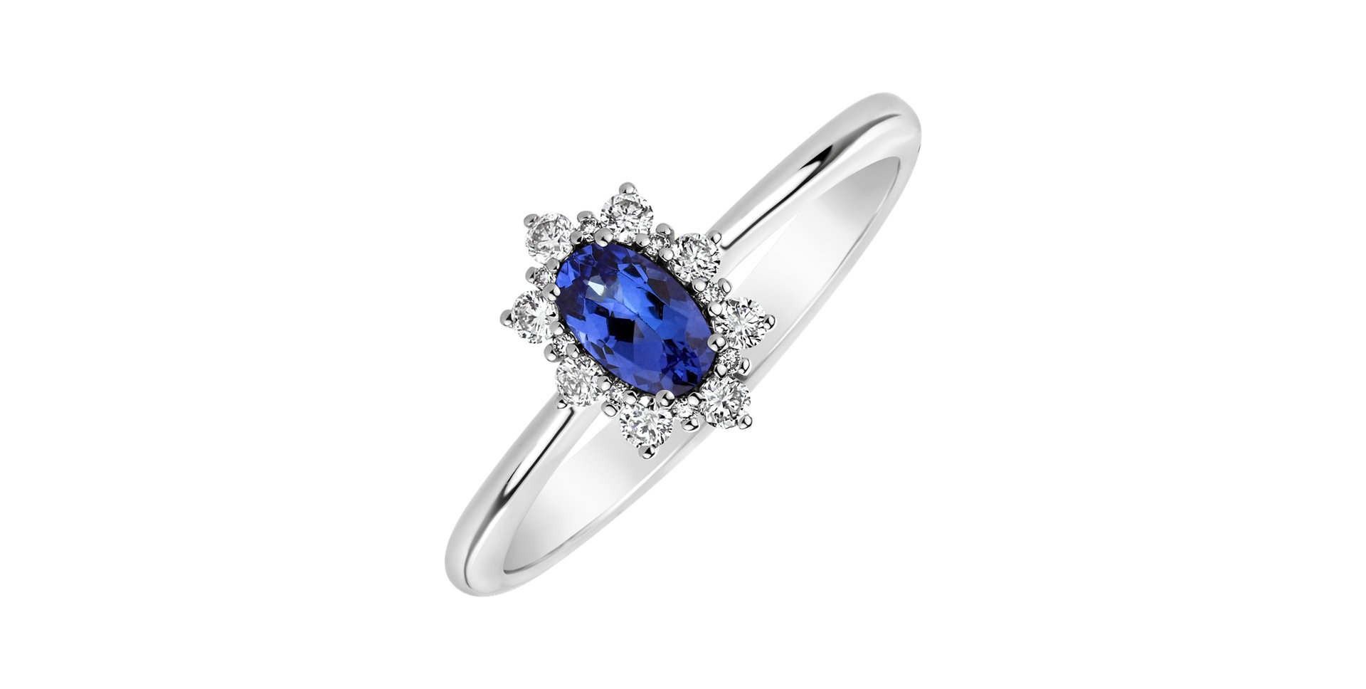 Prsten s diamanty a tanzanitem Princess