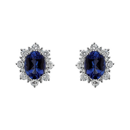 Náušnice s diamanty a tanzanitem Princess