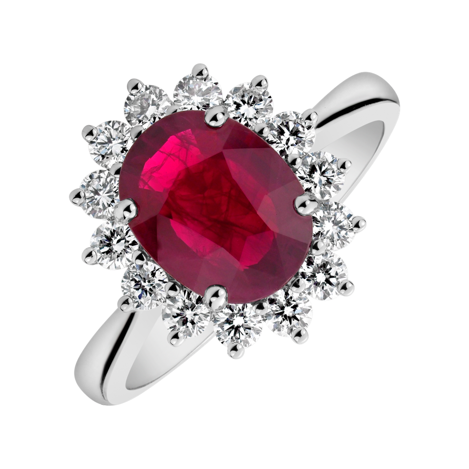 Prsten s rubínem a diamanty Princess