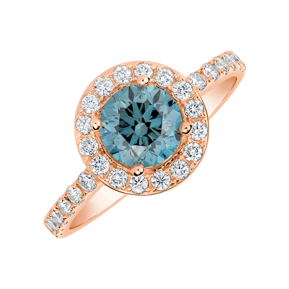 Prsten s modrým diamantem a bílými diamanty Blue Glow