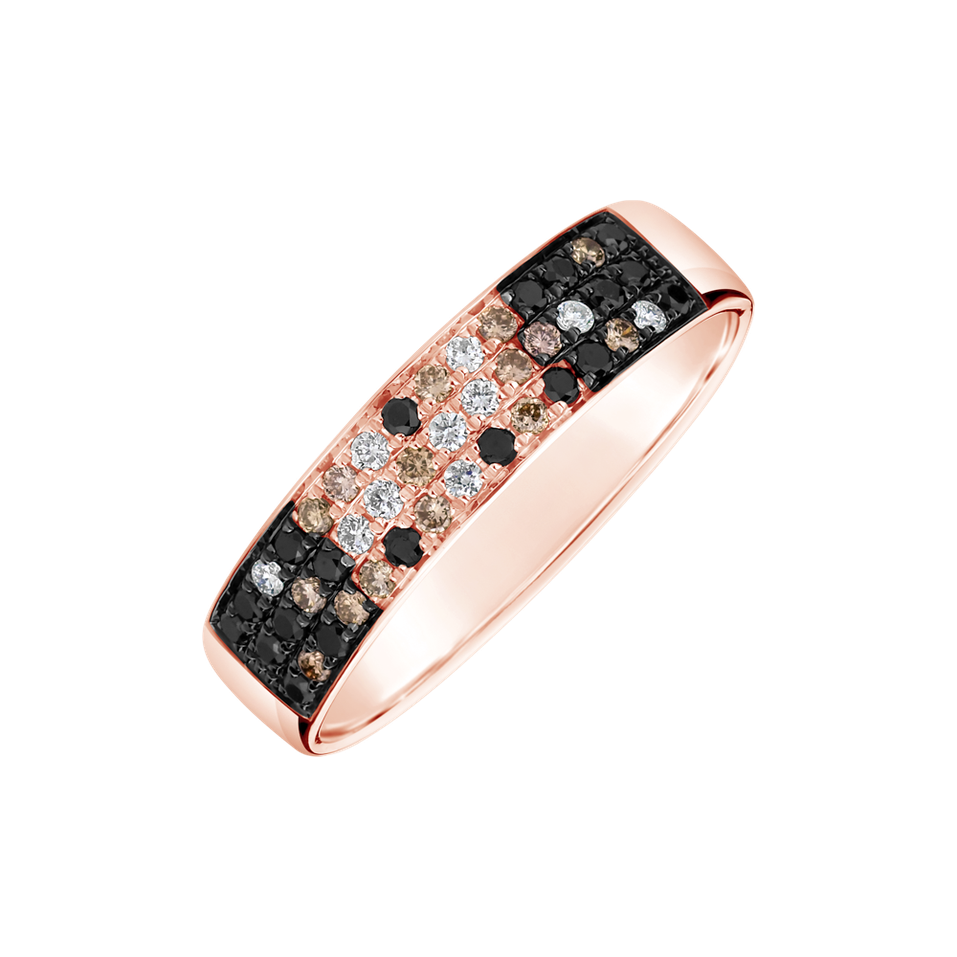 Prsten s bílými, hnědými a černými diamanty Inferno Sing