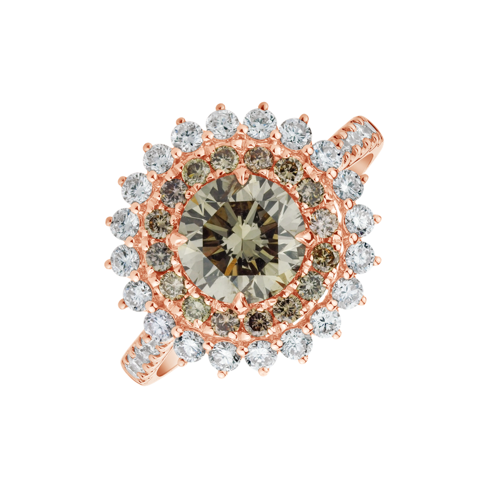 Prsten s hnědými a bílými diamanty Mysterious Quest