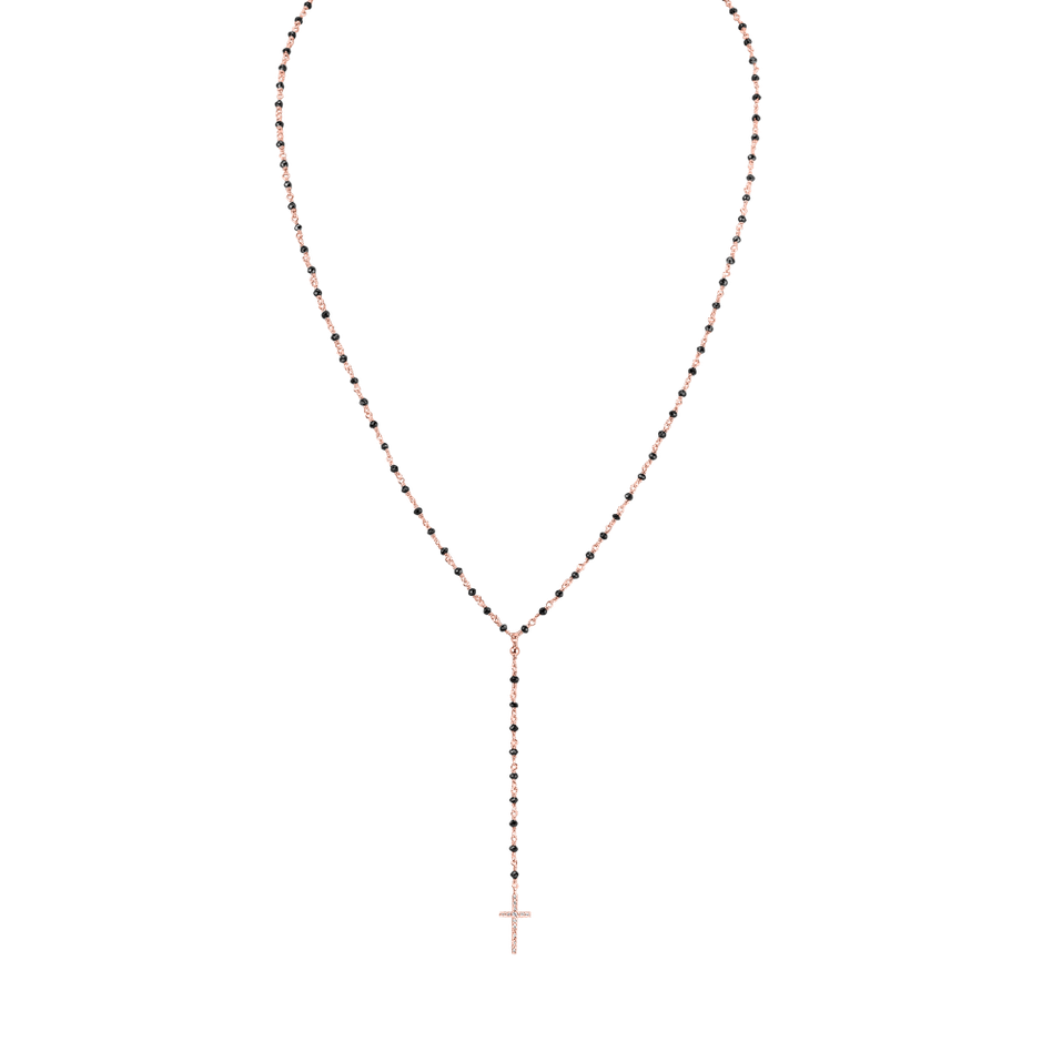 Náhrdelník s bílými a černými diamanty Paradise Drop