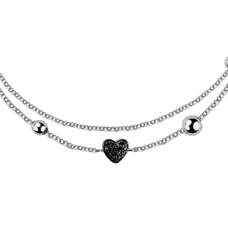Náramek s černými diamanty Heart