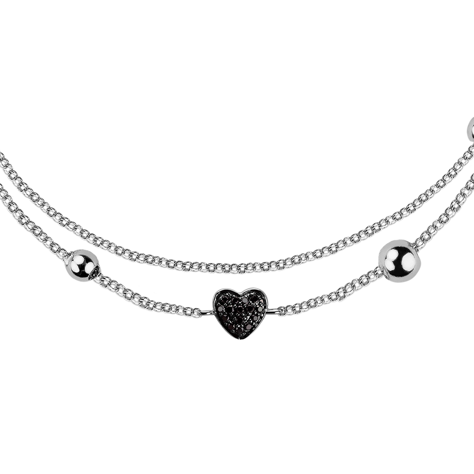 Náramek s černými diamanty Heart