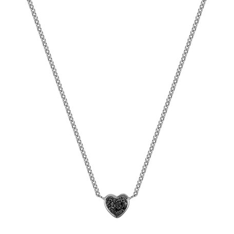 Náhrdelník s černými a bílými diamanty Tender Heart