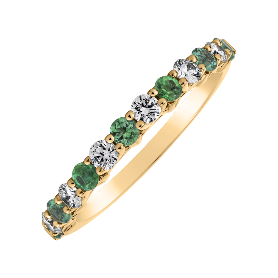 Prsten s diamanty a smaragdy Marina