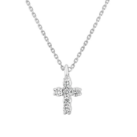Náhrdelník s diamanty Glossy Cross