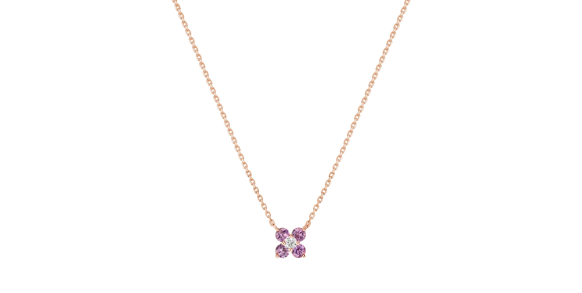 Náhrdelník s diamantem a růžovými safíry Divine Bloom