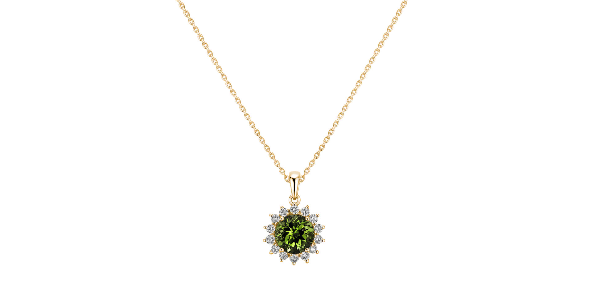 Přívěsek s diamanty a peridotem Lilac Flower