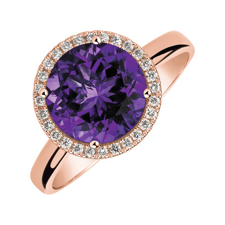 Prsten s diamanty a ametystem brazil Bonbon