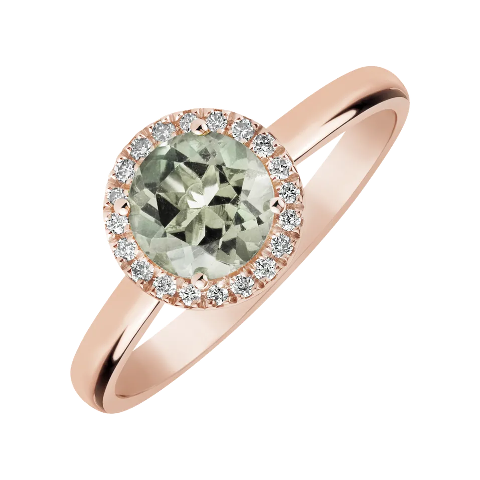Prsten s diamanty a ametystem green Bonbon