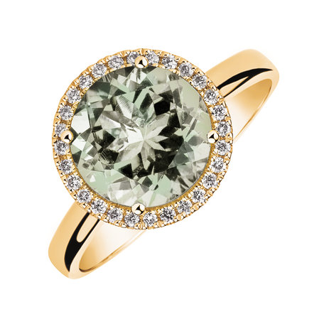 Prsten s diamanty a ametystem green Bonbon