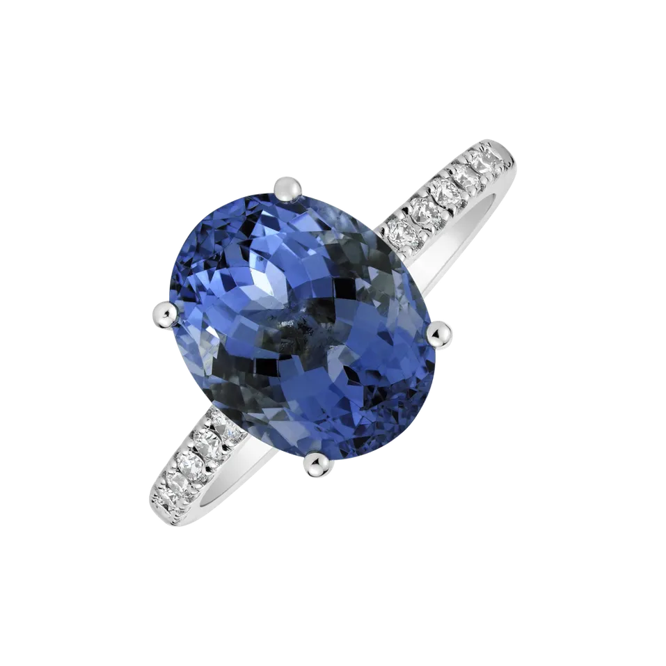 Prsten s tanzanitem a diamanty Luxury Embrace