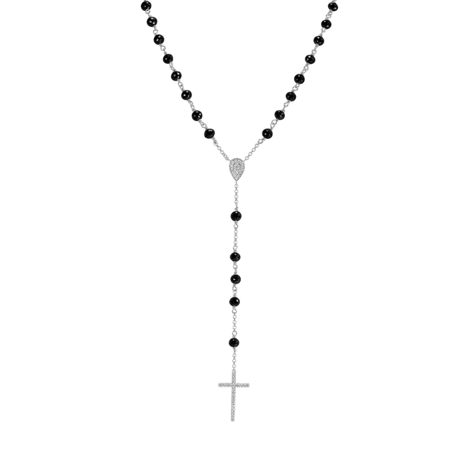 Náhrdelník s černými diamanty Elegant Cross