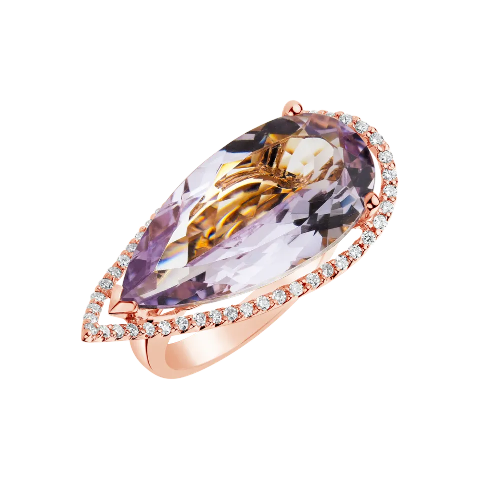 Prsten s ametystem a diamanty Kaylynn