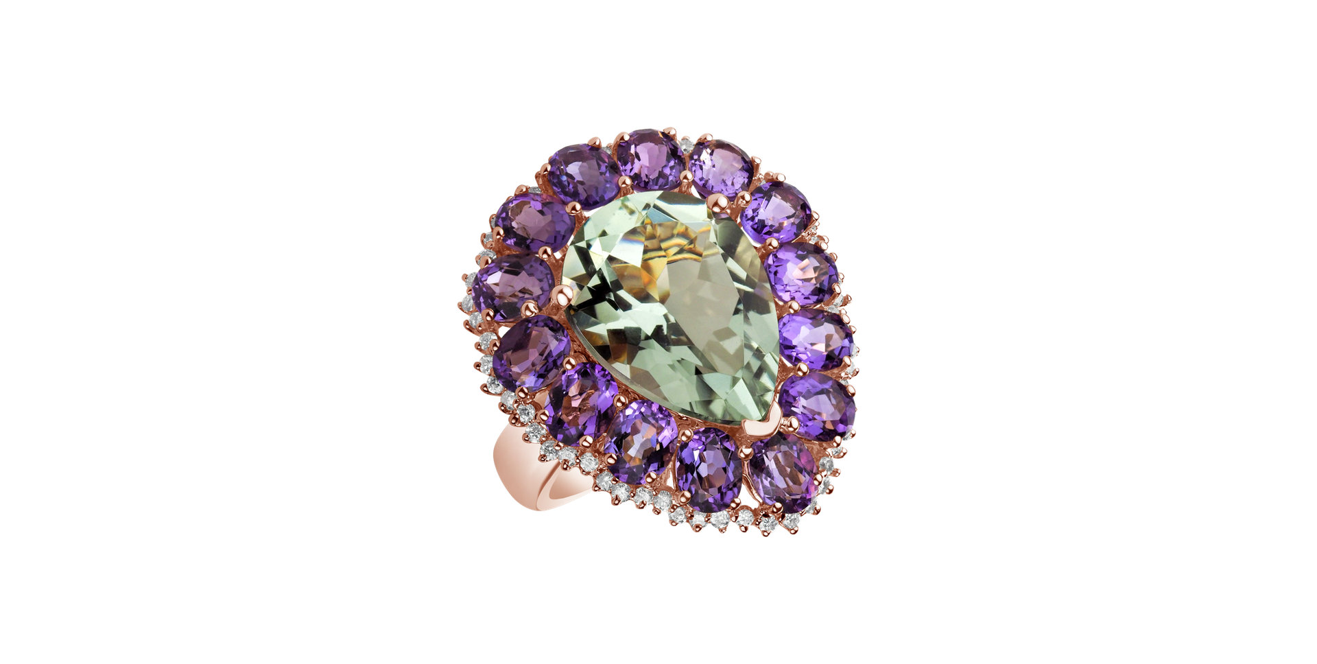 Prsten s ametystem a diamanty Ella-Rose