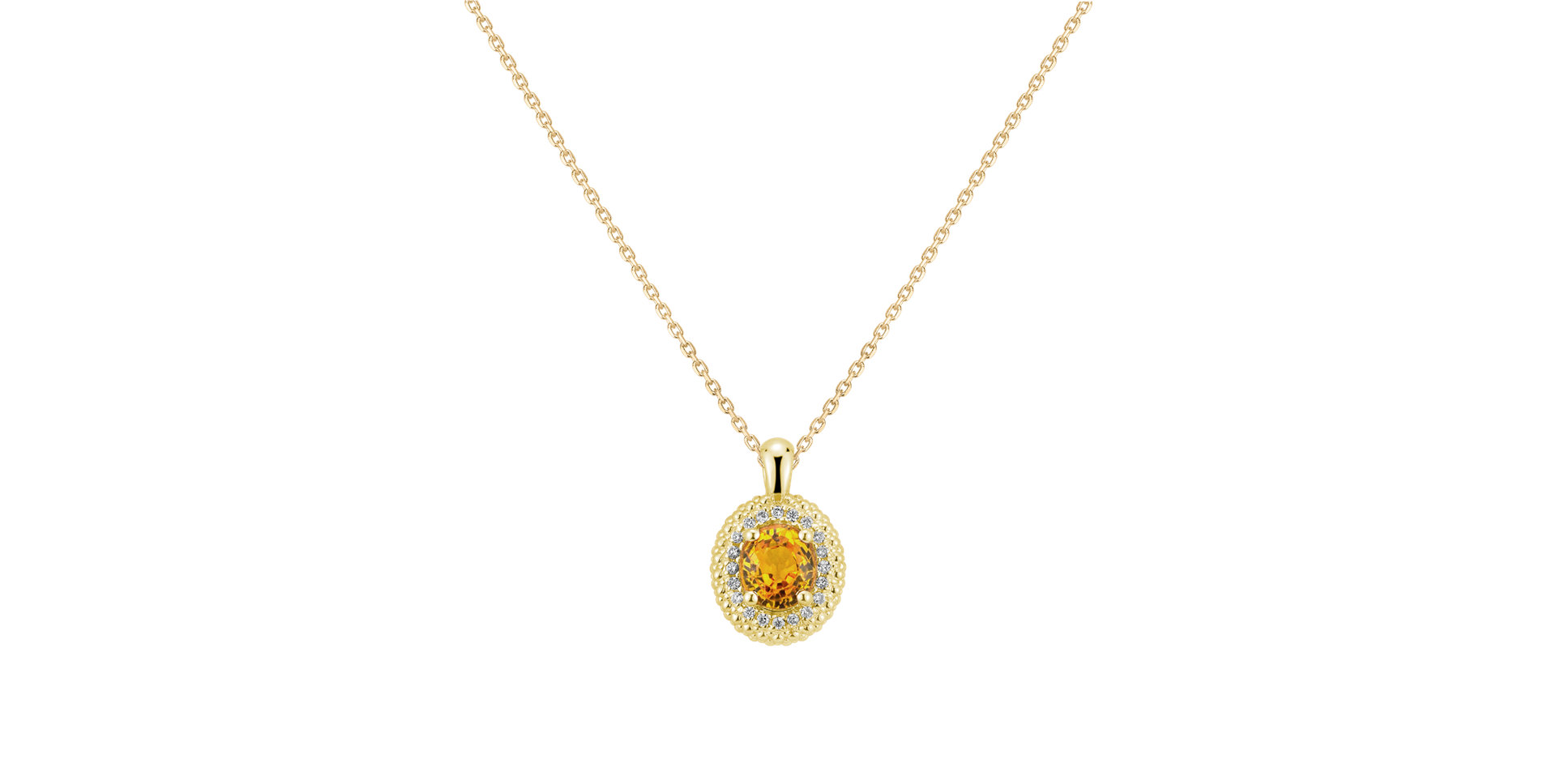 Náhrdelník s diamanty a safírem yellow Princess