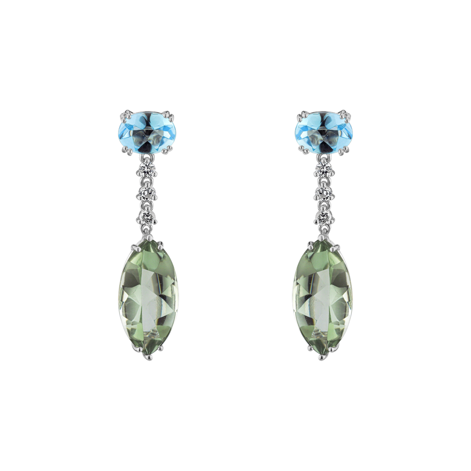 Náušnice s diamanty, ametystem a topazem Twilight Harbour