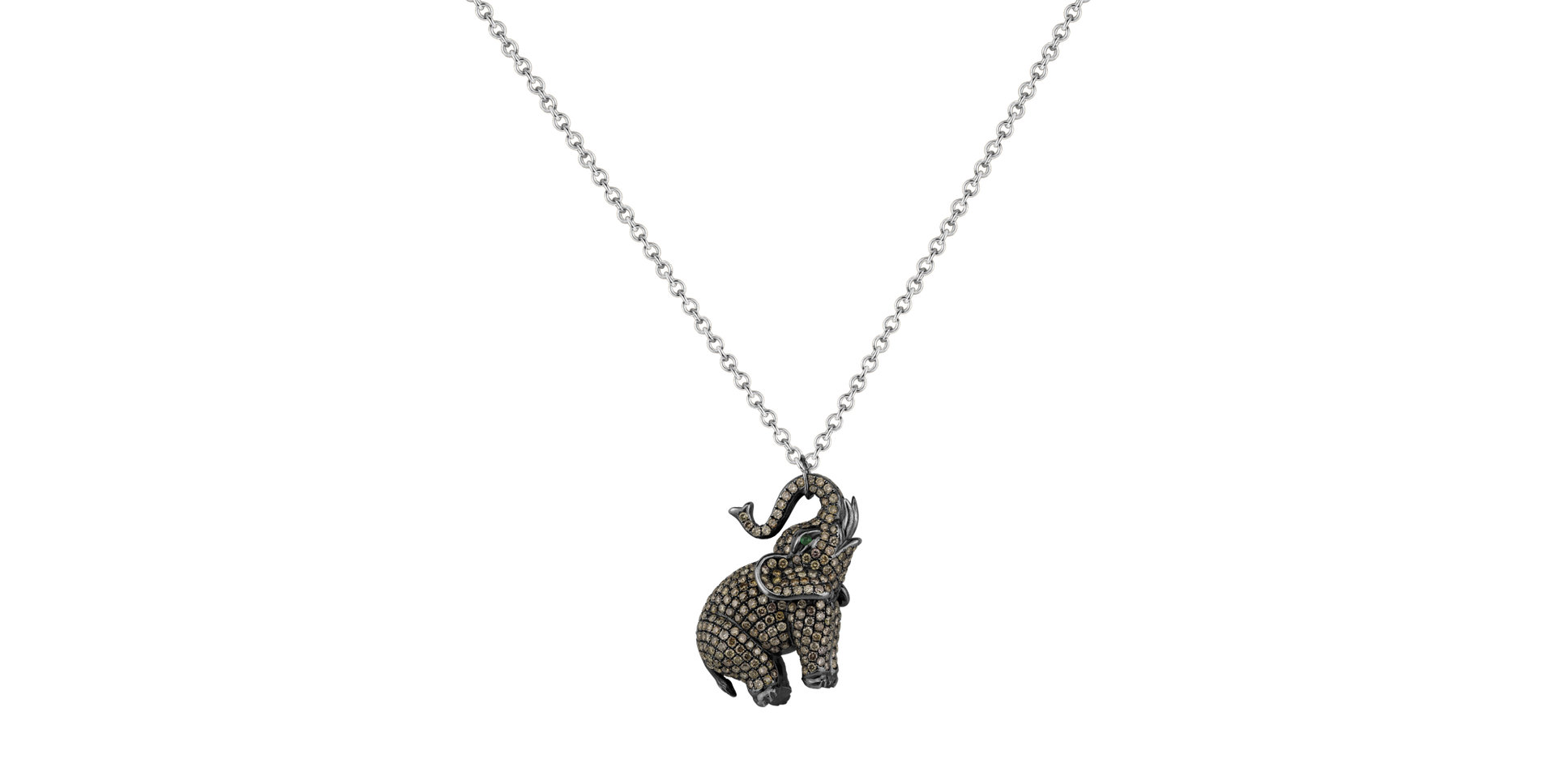 Přívěs s hnědými diamanty a smaragdy Glorious Elephant
