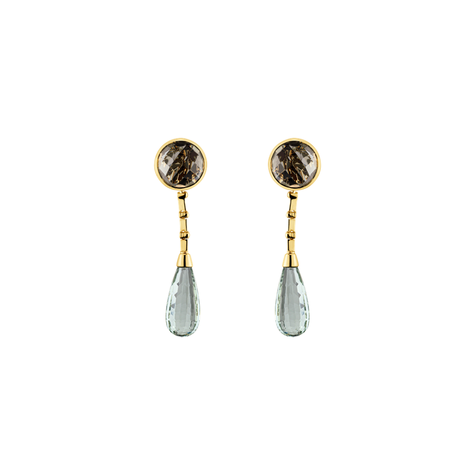 Náušnice s ametystem a quartzem Majestic Shine