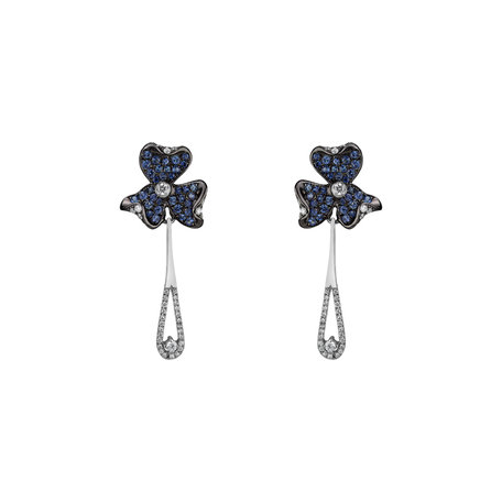 Náušnice s diamanty a safíry Cornflower
