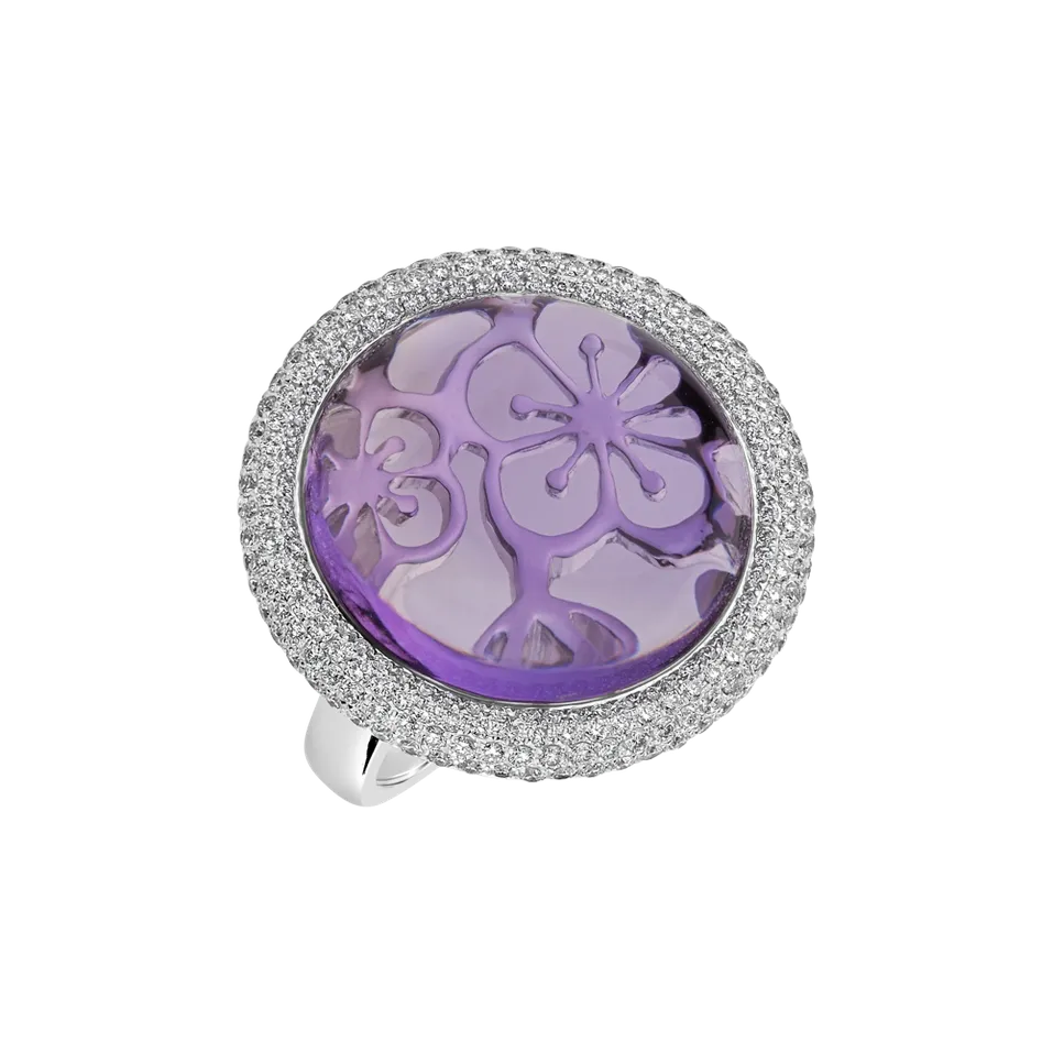 Prsten s ametystem a diamanty Beloved