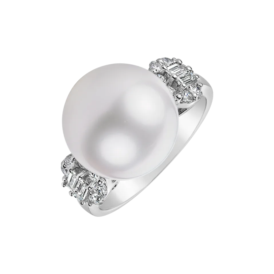 Prsten s perlou a diamanty Nomi