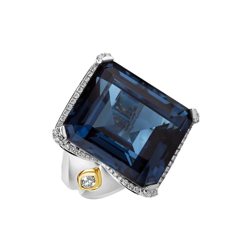 Prsten s topazem a diamanty Blue Rhapsody