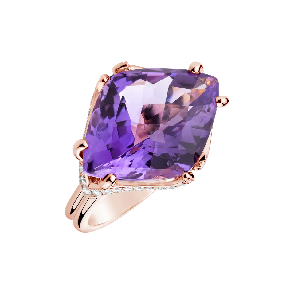 Prsten s ametystem a diamanty Aude