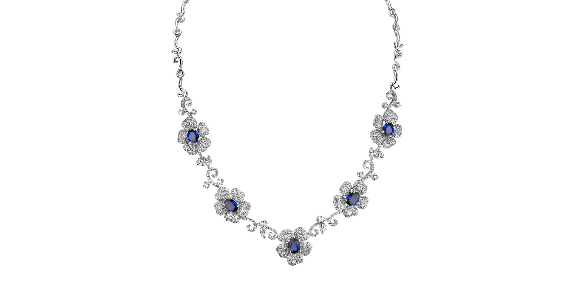 Náhrdelník s diamanty a safíry Neptune