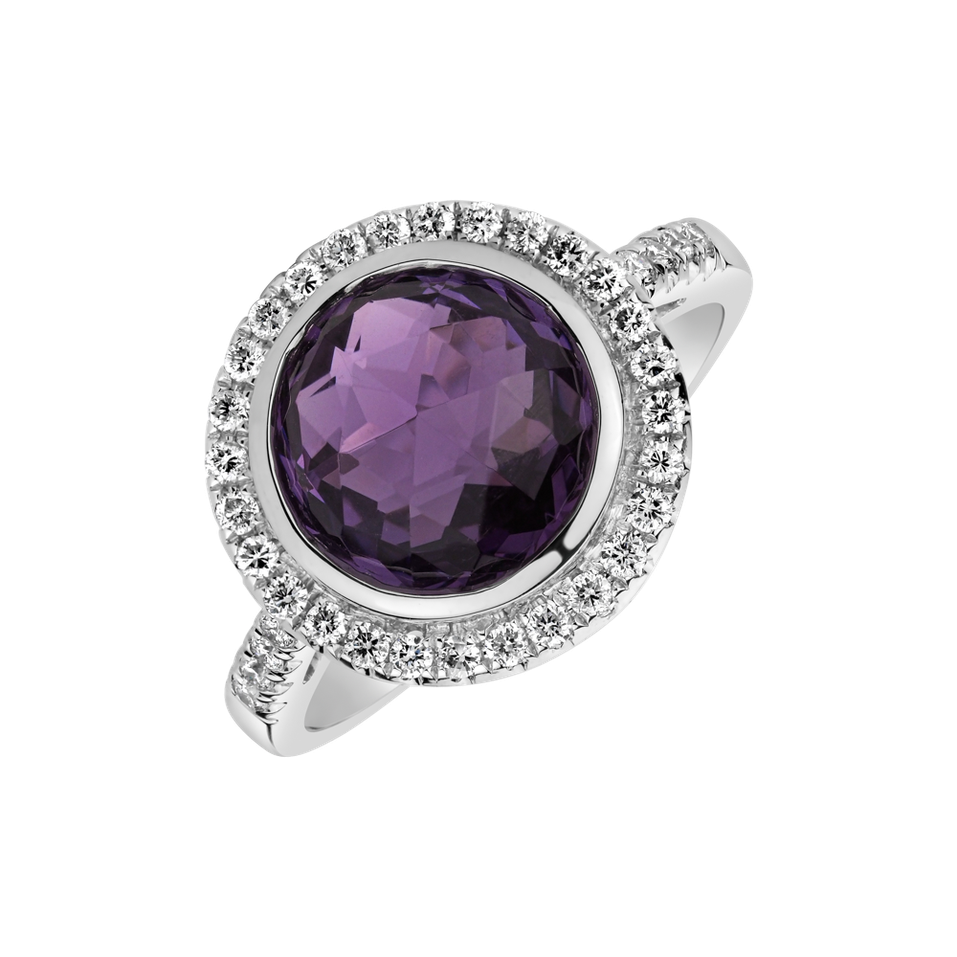 Prsten s ametystem a diamanty Defender