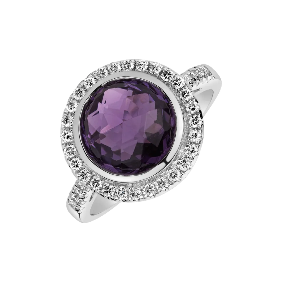Prsten s ametystem a diamanty Defender