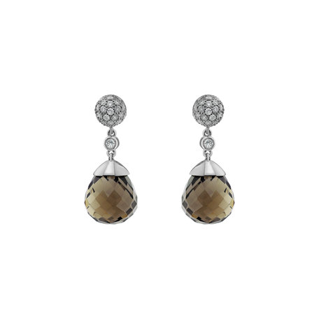 Náušnice s quartzem a diamanty Gianpaola
