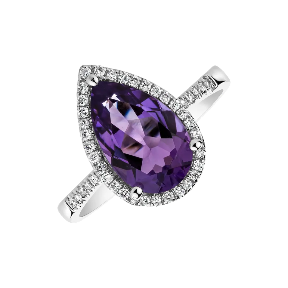 Prsten s ametystem a diamanty Emily