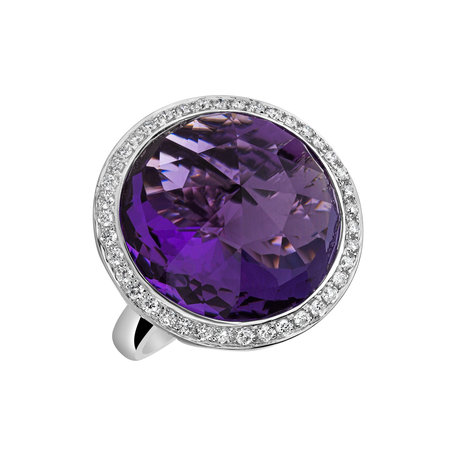 Prsten s ametystem a diamanty Freccia