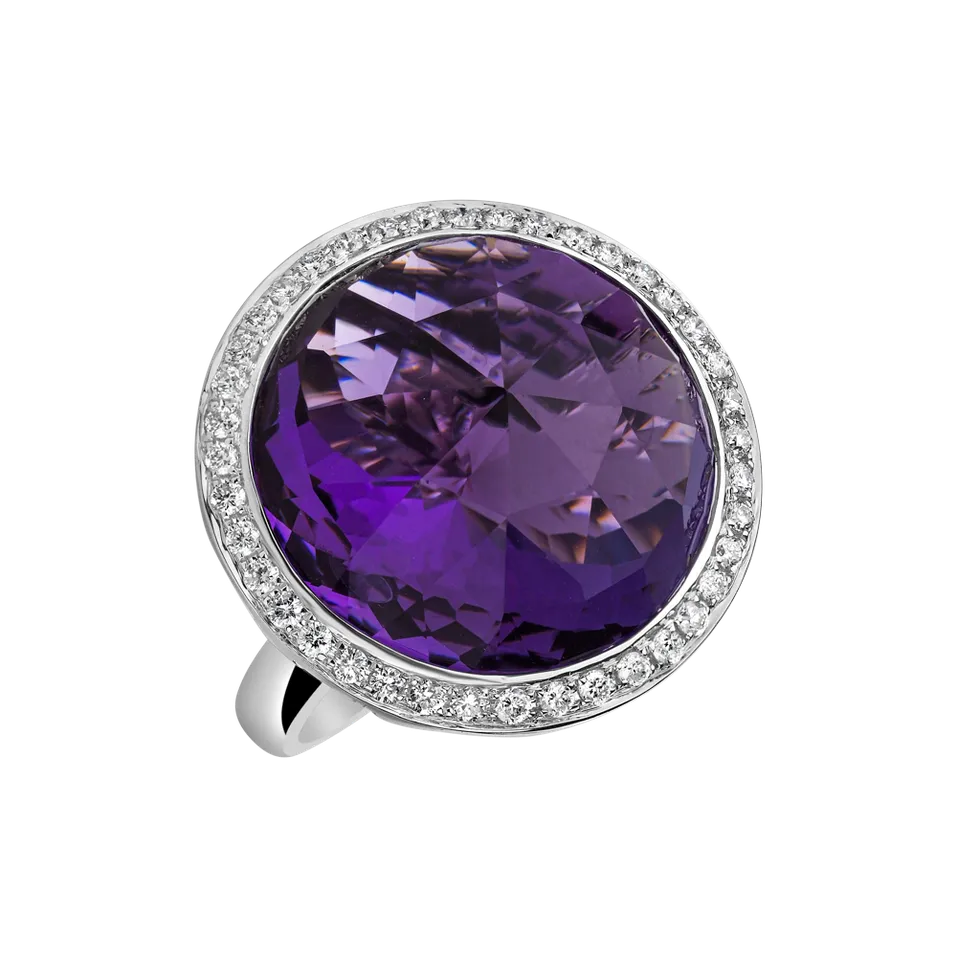 Prsten s ametystem a diamanty Freccia