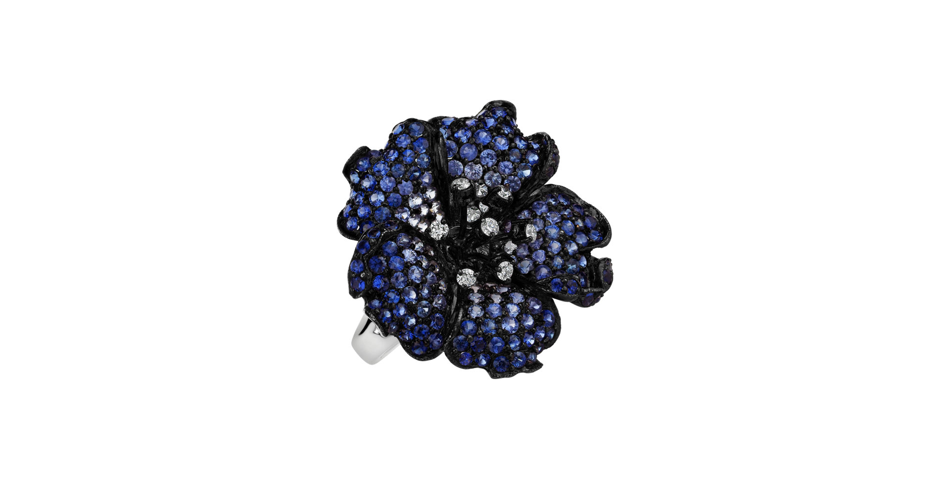 Prsten s diamanty a safíry Aruba Blue