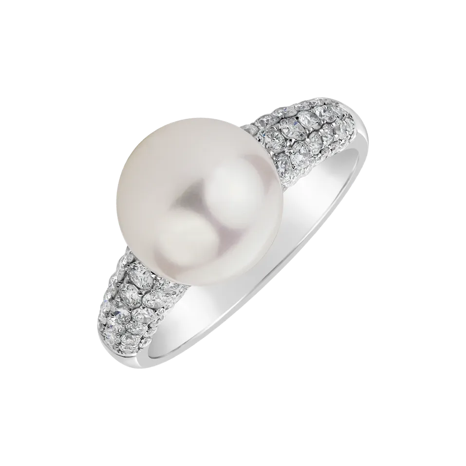 Prsten s perlou a diamanty Ocean Foam