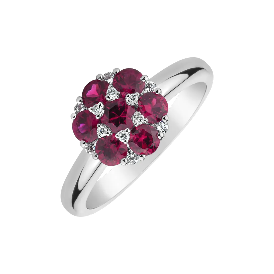 Prsten s diamanty a rubíny Divine Blossom