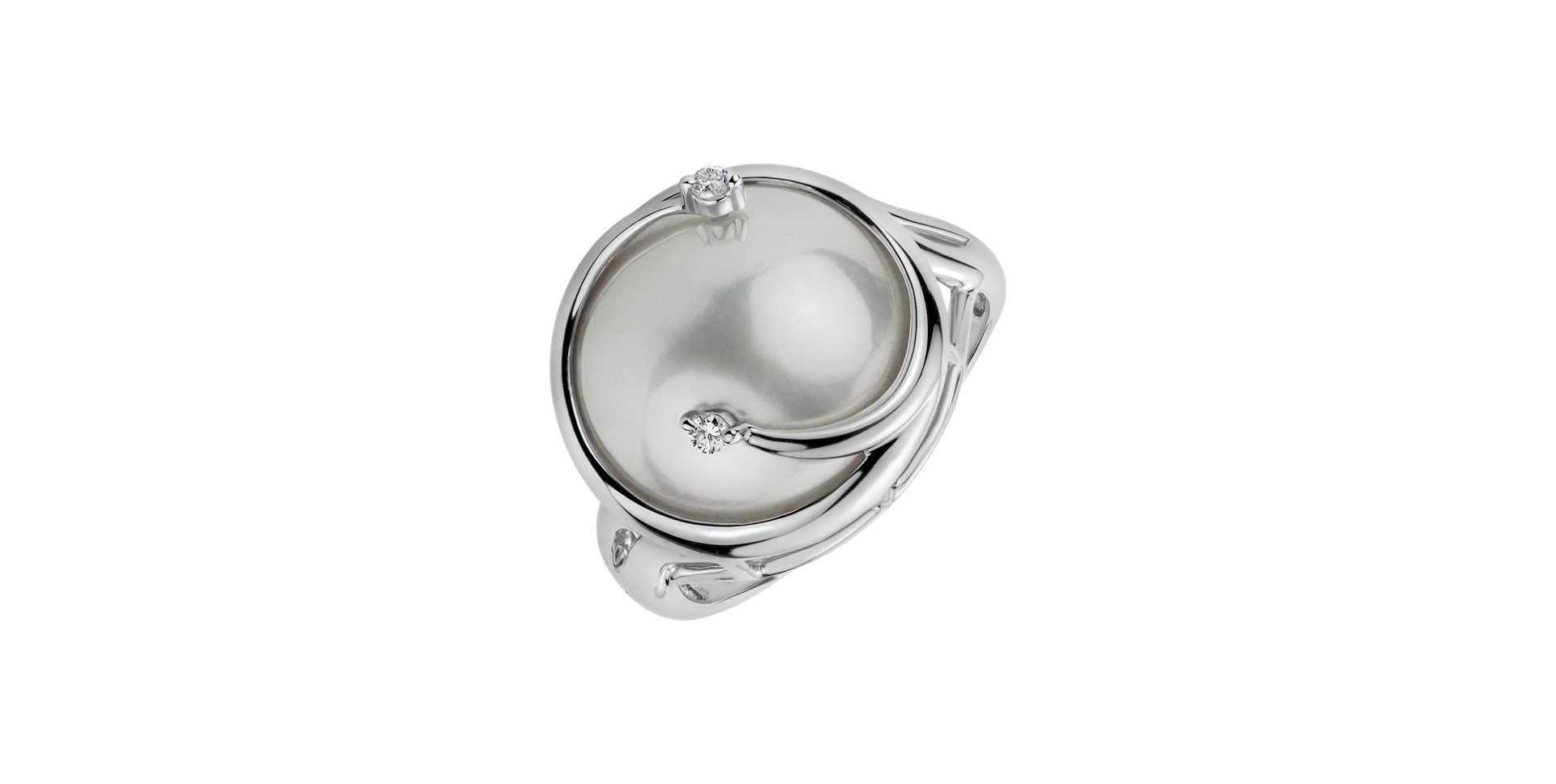 Prsten s perlou a diamanty Embrace Pearl