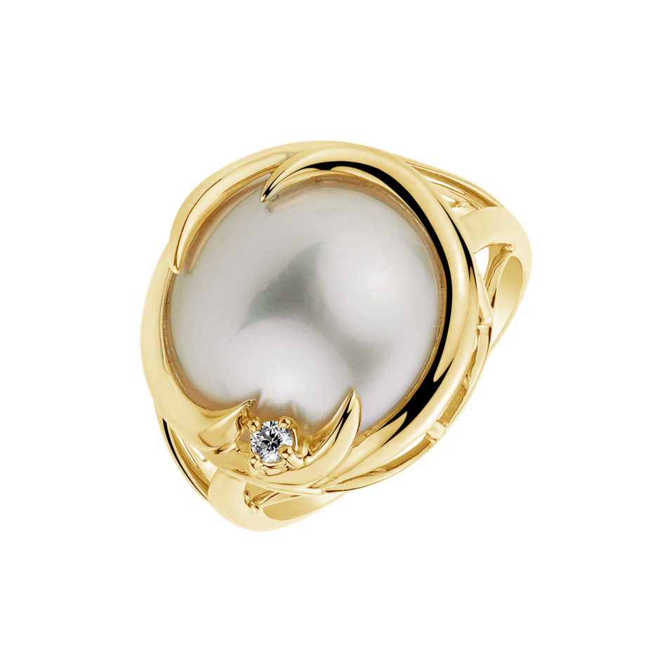 Prsten s perlou a diamantem Pearl Sadness