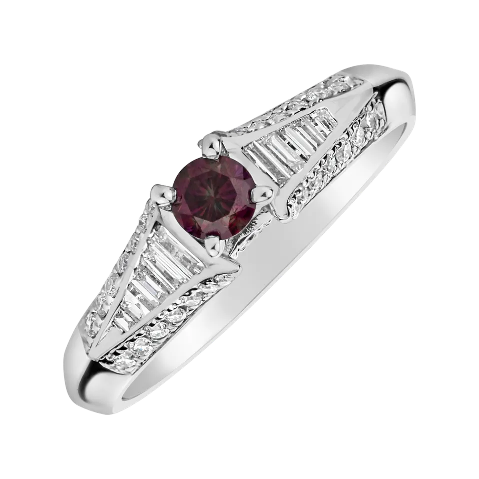 Prsten s růžovými a bílými diamanty In Love