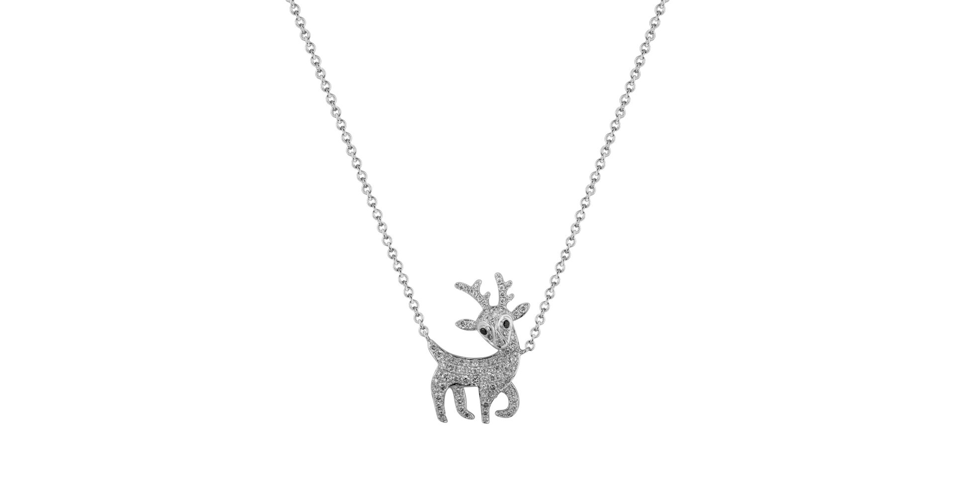 Náhrdelník s černými a bílými diamanty Magical Deer