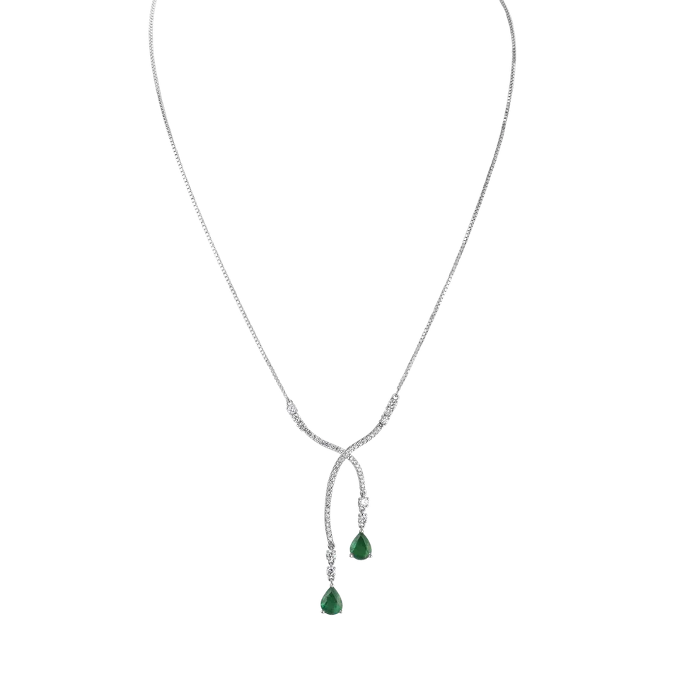 Náhrdelník s diamanty a smaragdy Emerald Tear