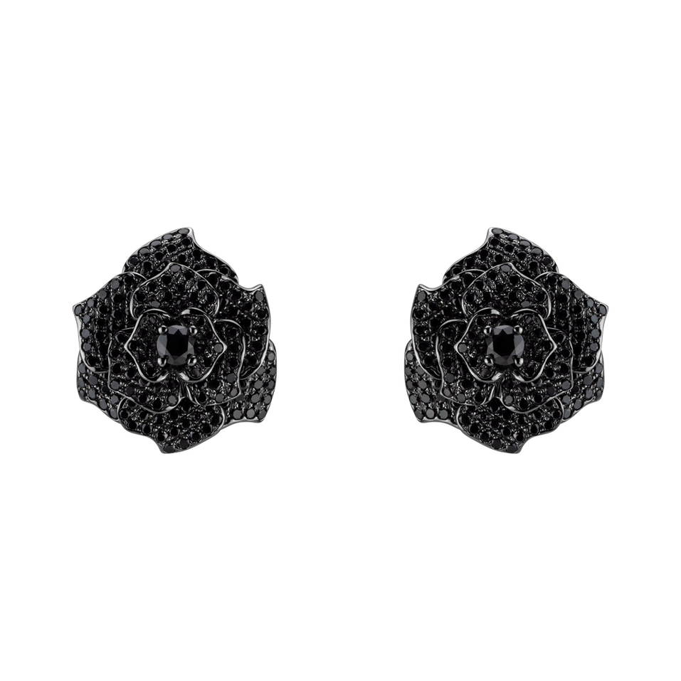 Náušnice s černými diamanty Black Beauty Rose
